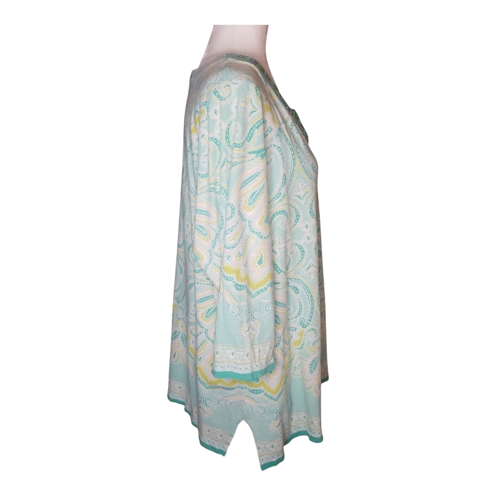 JM Collection Green and Blue Embellished Tunic - Picture 4 of 6